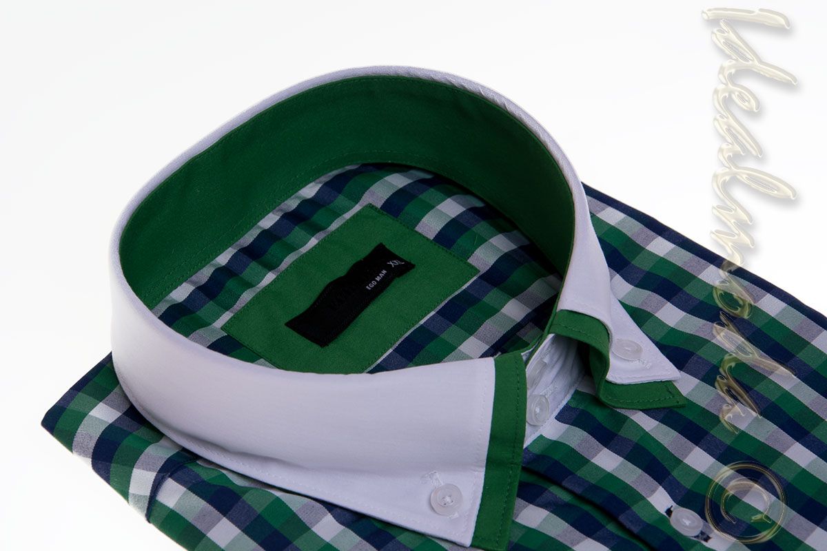 pánská-košile-Slim-zelené-karo-EGO-20827 5