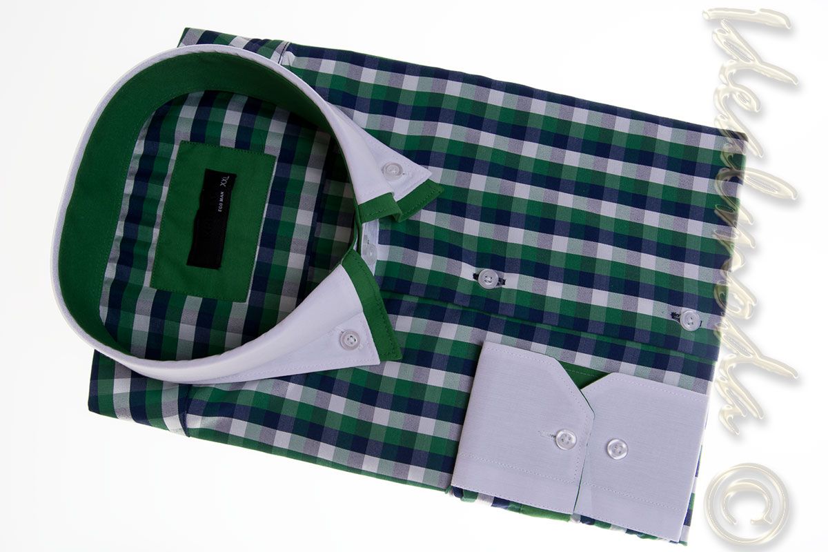 pánská-košile-Slim-zelené-karo-EGO-20827 8