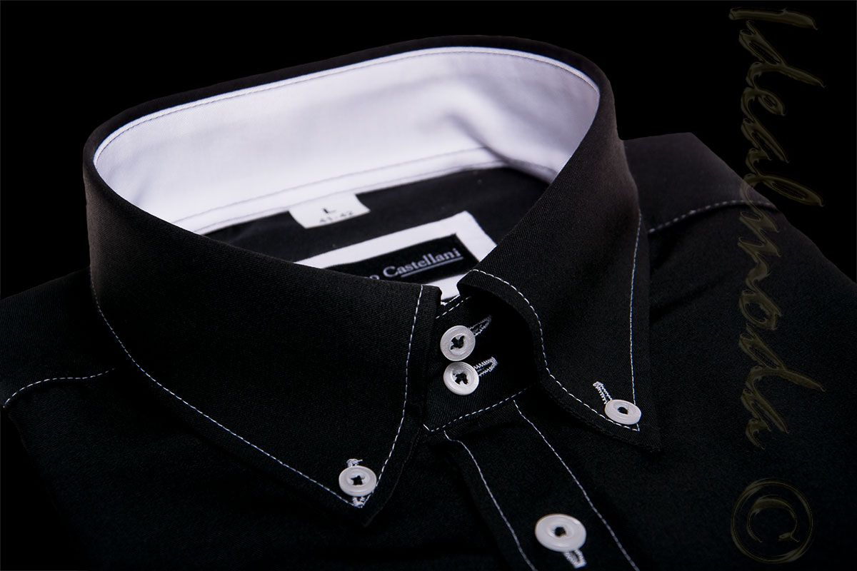 pánská košile Adriano Castellani černá-pololesk