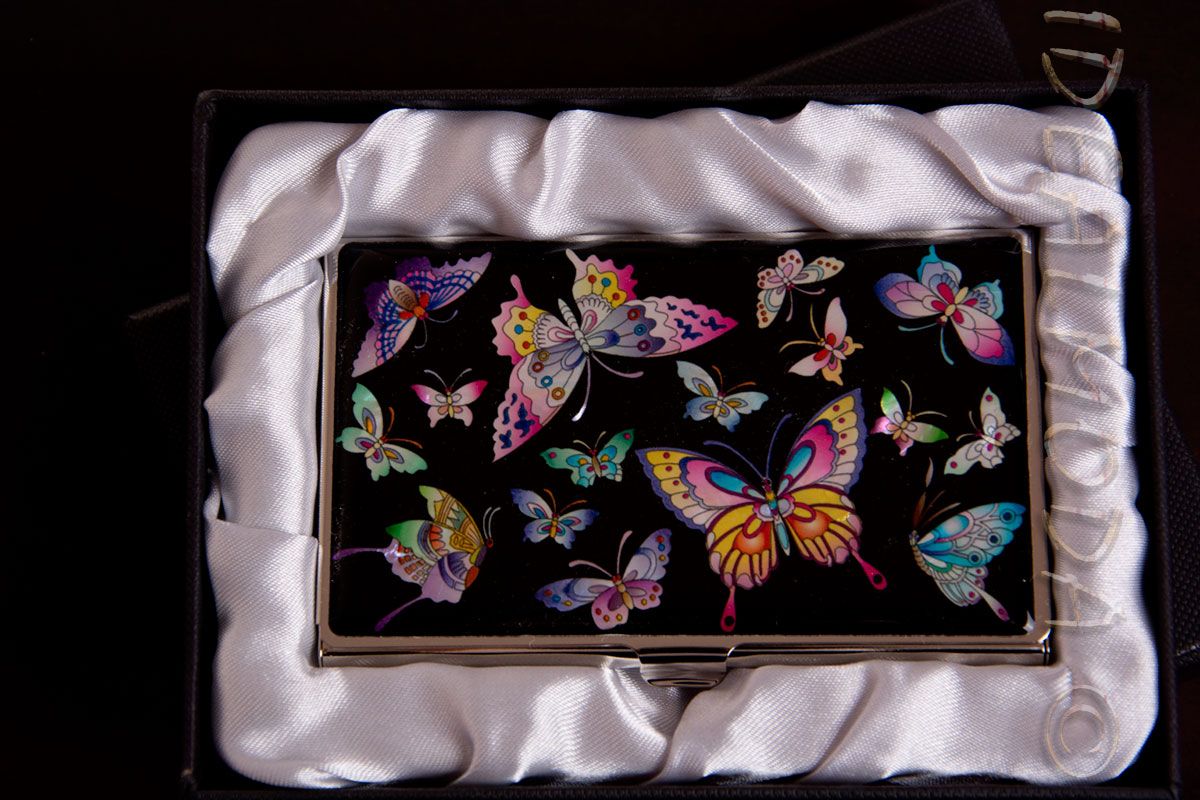luxusní pouzdro na vizitky-motýli